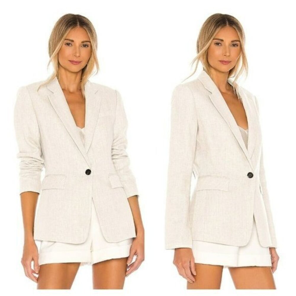 1. STATE Linen Button Front Blazer - Natural